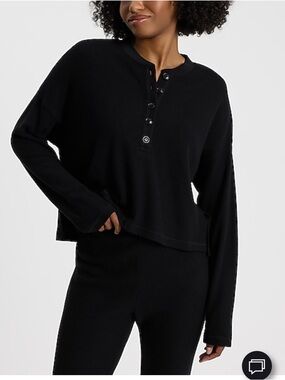 EXPRESS Black Henley Long-Sleeve Top Size M NWT